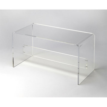 Bowery Hill Contemporary Plastic Crystal Clear Acrylic Bench