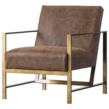 Francis Accent Arm Chair, Nubuck Chocolate, Faux Leather