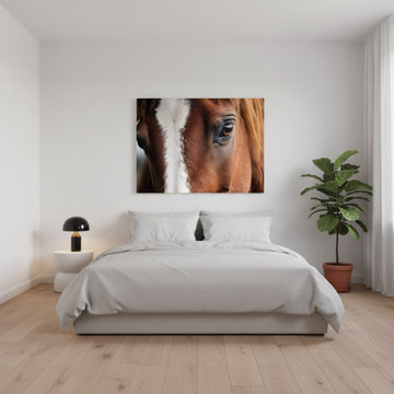 A Gentle Giant's Eye Photorealistic Horse Art Minimal Style Wall Art