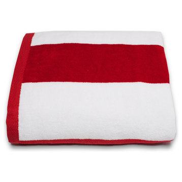Tropical Cabana 100% Cotton Beach Towel, Red