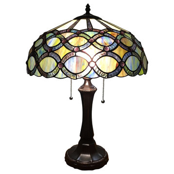PRISMA, Tiffany-style 2 Light Table Lamp, 16" Shade