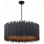Light Citizen - Magda Large Drum Pendant, Matte Black, 31"W - Individual iron rods are welded together and finished with matte black to create this striking eight-light large drum pendant. Perfect for space you need a statement piece - dining room, bedroom, living room or entry. Also available in satin gold.