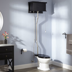 Black High Tank Pull Chain Water Closet With Elongated Victorian Bowl - Products