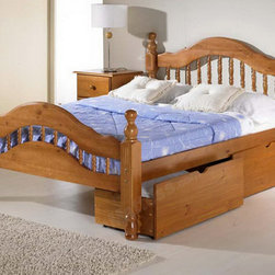 Dover Honey Pine Turned Post Platform Bed - Platform Beds