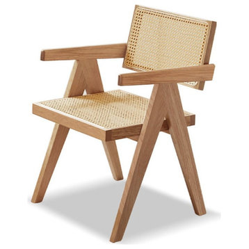 Solid Wood Chair Retro Rattan, Ash Wood