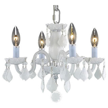 Elegant Lighting Rococo 4-Light Chandelier, White, White