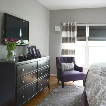 gray and purple bedroom