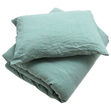 Stone Washed Bedlinen Set Spa Green, Queen