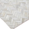Mosaic Leather Cowhide Ivory Area Rug, 5'x8'