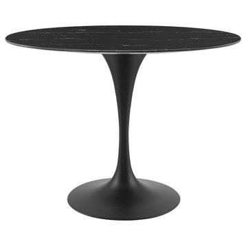Lippa 42" Artificial Marble Dining Table, Black Black