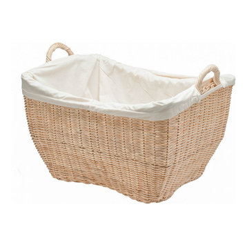 Wicker Laundry Basket With Liner, Natural Color