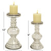 Traditional Silver Glass Candle Holder Set 24650