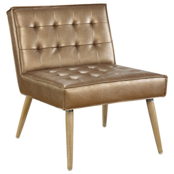 Amity Tuffed Accent Chair With Chrome Legs, Sizzle Copper