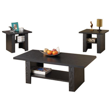 3 Piece Occasional Table Set, Black Oak
