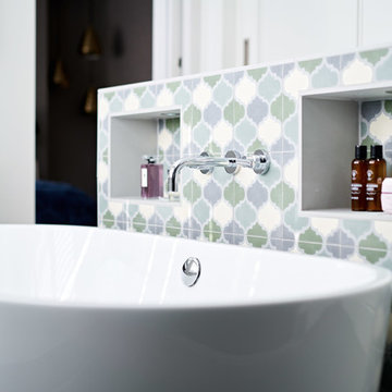 Master ensuite with feature tiling & bespoke wardrobes, Brighton