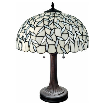 24" Stained Glass Leafy Vintage Accent Table Lamp