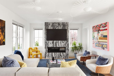 Family room - modern family room idea in New York