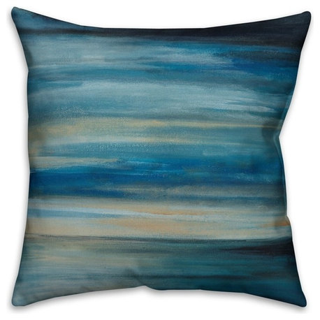 Coastal Blue Abstract 16"x16" Outdoor Coastal Throw Pillow