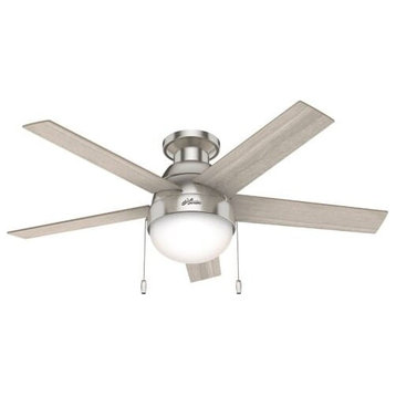 Hunter Anslee Low Profile 2-Light 46" Indoor Ceiling Fan in Brushed Nickel