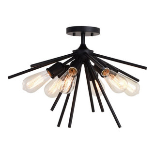 【aLORS】Estelle Estelle 24-in. Semi-Flush Mount Matte Black - Midcentury