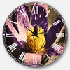 Purple Flower With Yellow Stigma Floral Large Metal Wall Clock, 36x36