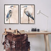 Beautiful Heron Birds Standing Watercolor Painting, 2pc, each 24 x 30