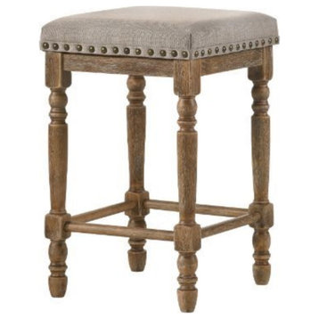 Ergode Counter Height Stool Beige Fabric and Weathered Oak Finish