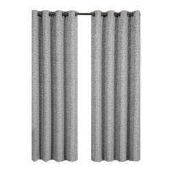 Royal Tradition - Fiorela 2PC Jacquard Grommet Curtains, Gray, 54"x84", Single - Curtains