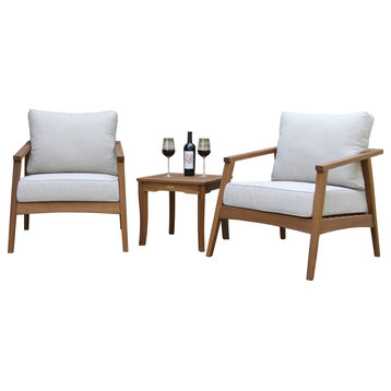 Eucalyptus 3-Piece Modern Seating Group With Square Accent Table