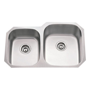 Stainless Steel Undermount Kitchen Sink with Two Unequal Bowls