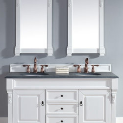 60 inch Cottage White Finish Double Traditional Bathroom Vanity Optional Tops - Bathroom Vanities And Sink Consoles