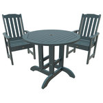 Highwood USA - Lehigh 3-Piece Round Dining Set, Nantucket Blue - 100% Made in the USA - backed by US warranty and support