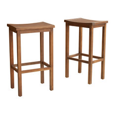 GDFStudio - Lantana Mahogany Stools, Bar Height, Brown, Set of 2 - Bar Stools and Counter Stools