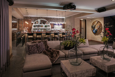 Inspiration for a contemporary basement remodel in Omaha
