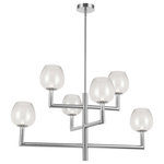 Dainolite - 6-Light Contemporary Lantern Chandelier Nora, Polished Chrome With Clear Glass - 35.75" Polished Chrome Nora Chandelier with Clear Glass. This 6 light LED compatible is recommended for the ceiling in a Living Room. It requires 6 incandescent B10 bulbs, is covered by a 1 Year Warranty and is suitable for either a residental or commercial space.