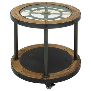 Industrial Brown Metal Accent Table 44382