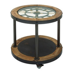 50 Most Por Side Tables And End With Wheels For 2018 Houzz Benzara Inc Vintage Metal Wood Clock Side Table Tables And End