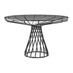 Velletri Black 120cm Smoke Glass Indoor Outdoor Dining Table by Glid Studio for - Dining Tables