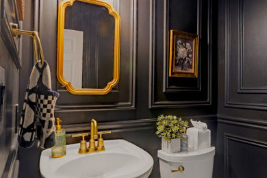 Example of a transitional powder room design in Boston