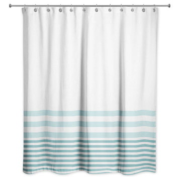 Teal Stripes 71x74 Shower Curtain