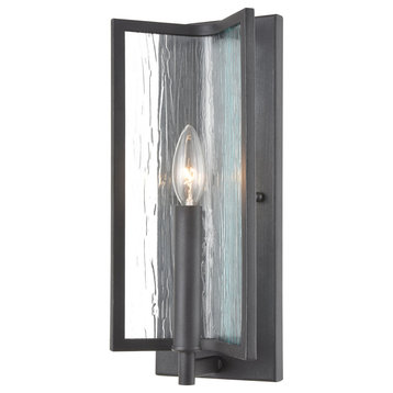 Inversion 1-Light Sconce, Charcoal With Textured Clear Glass