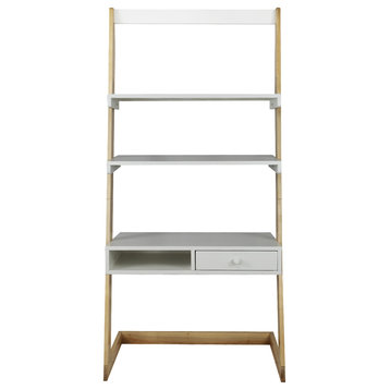 Freestanding Ladder Desk with Drawer, Solid American Maple Frame
