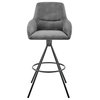 Odessa 26" Counter Height Bar Stool in Charcoal Fabric and Black Finish