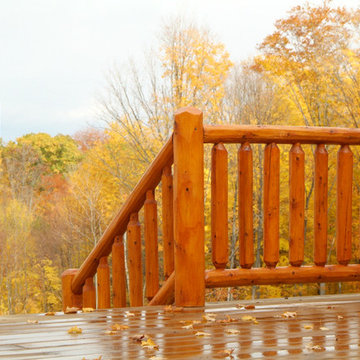 Cedar deck posts and railings