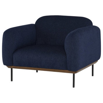 Nuevo Benson Fabric & Steel Metal Single Seat Sofa in True Blue/Black