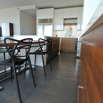 Custom Kitchen with High Grade Plastic & Walnut Cabinets