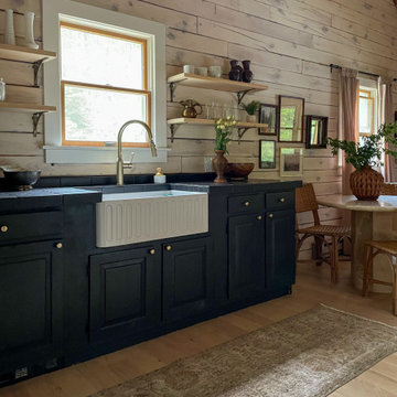 Black Tile Kitchen Countertop