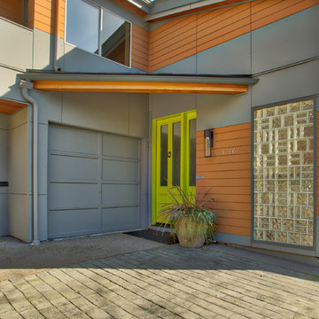Cedar accents soften front entrance