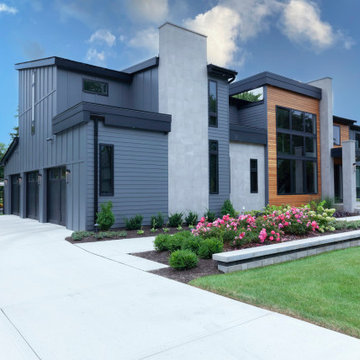 Contemporary Hillside Exterior Garage