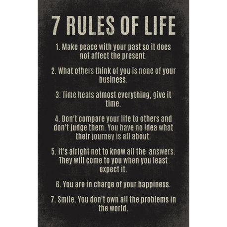 7 Rules Of Life, motivational poster print